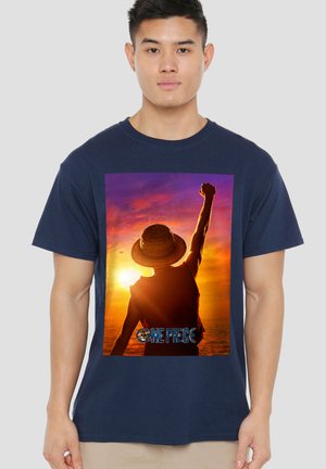NETFLIX, ONE PIECE LUFFY SUNSET POSTER - Print T-shirt - dark blue
