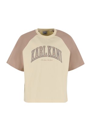 Karl Kani, KK COLLEGE BOXY RAGLAN T-SHIRT - T-Shirt print - off white taupe