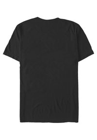 Svart bomull T-shirt med korta ärmar, rund halsringning och enkel design. Tyget verkar mjukt med minimal textur.