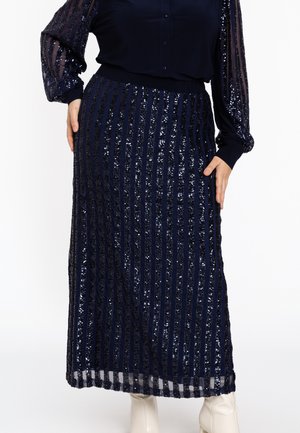 MIT DRUCK - A-snit nederdel - blue