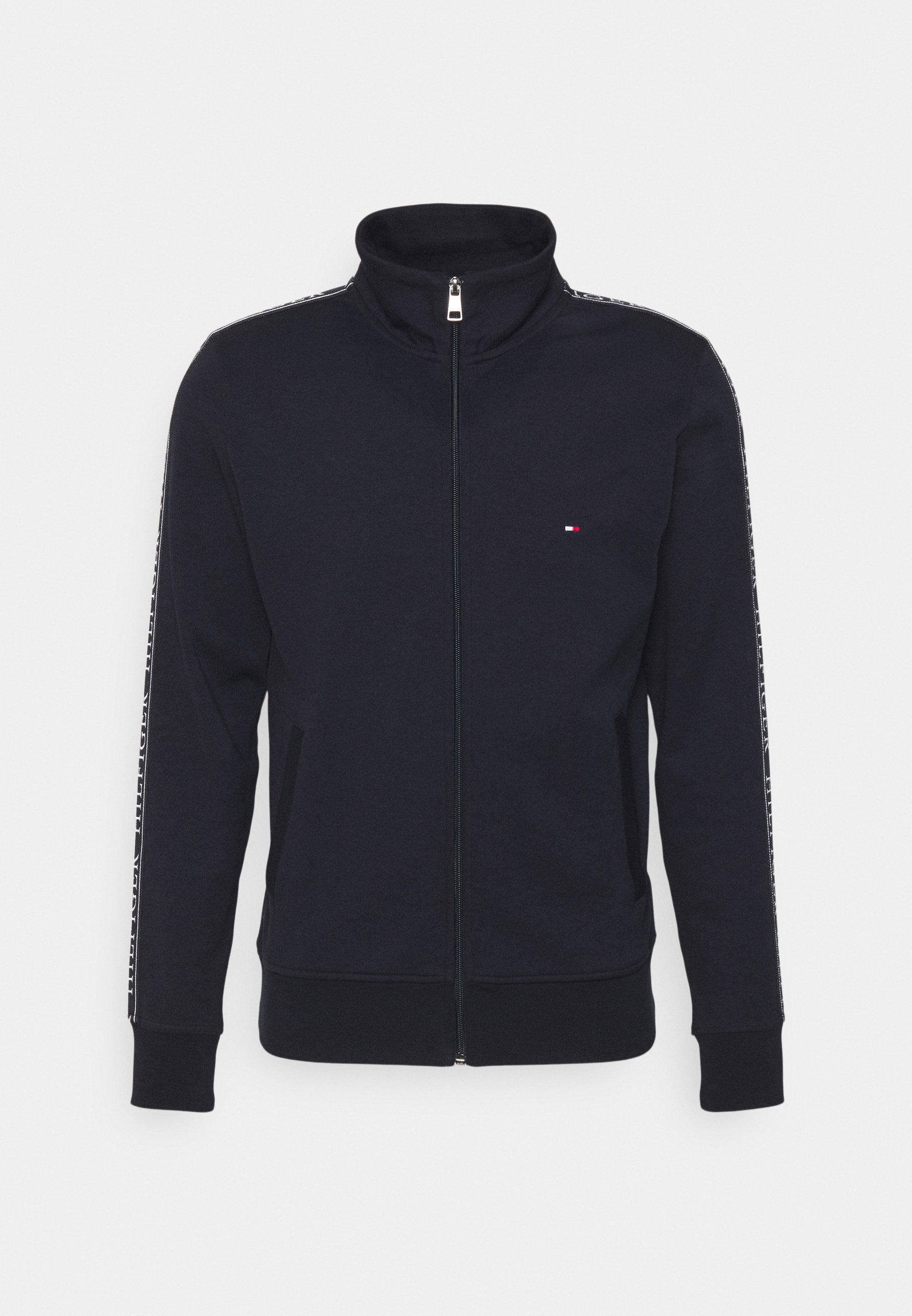 tommy hilfiger tri tape zip through moletom com capuz
