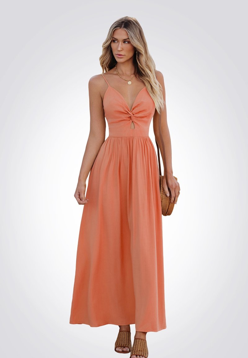 Cupshe Bohemian Twist Halter Dress - Maxi šaty - orange