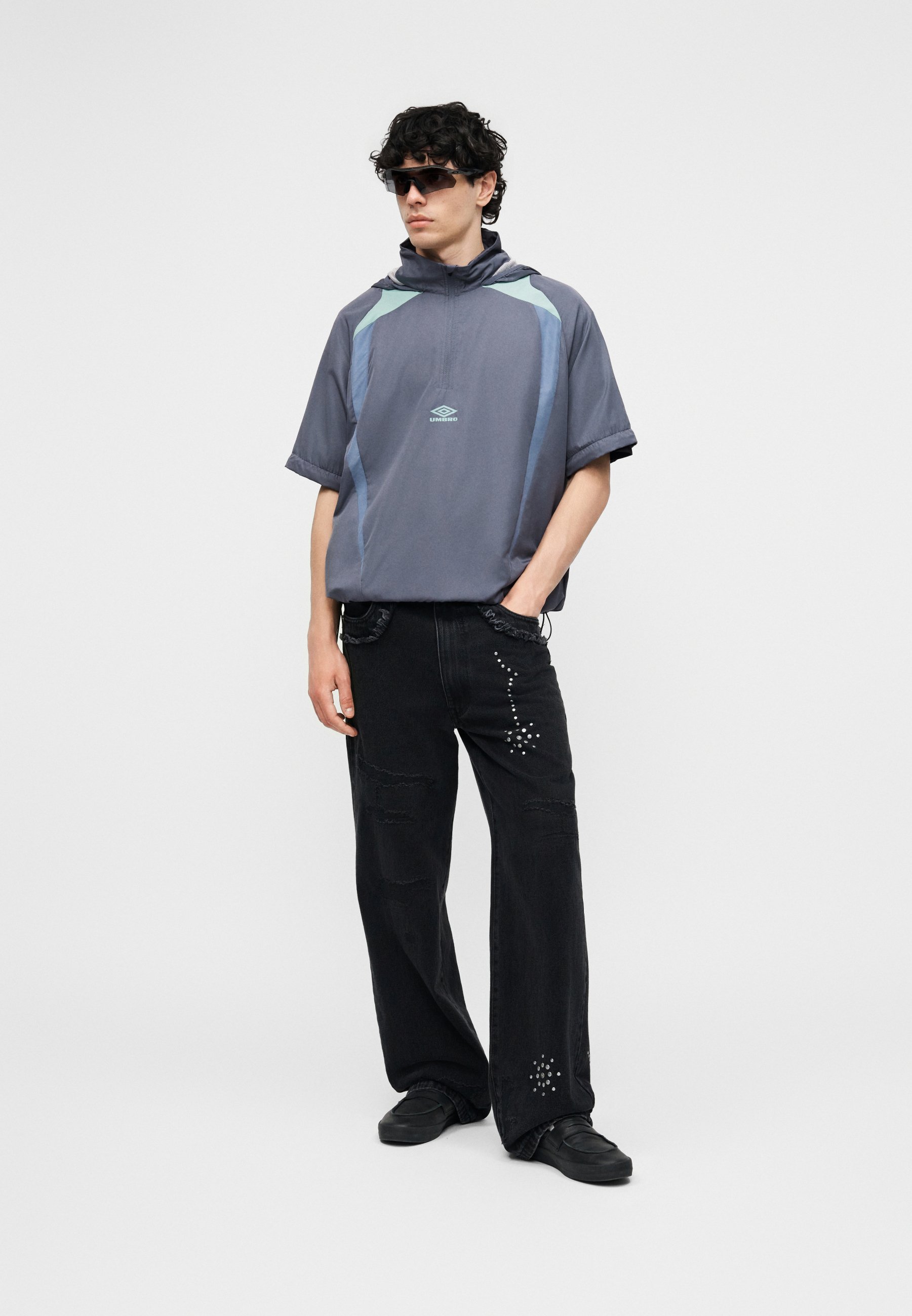 Umbro ZIP OFF SLEEVE WIND JACKET - Windbreaker - grisaille/ocean