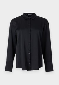 Long-Sleeve Satin Button-Up Shirt - Gombos blúz - black beauty