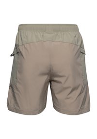 Lätta, beige shorts med elastisk midja och sidofickor, med en texturerad övre del och slätt nederdel. 