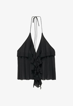 PULL&BEAR, RUFFLED HALTER - TOP - Top - black