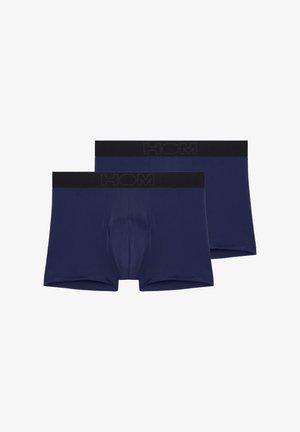 Boxer in blu navy realizzati in tessuto morbido con un elastico nero in vita che presenta il nome del marchio "HOM" impresso. Inclusi due pezzi.