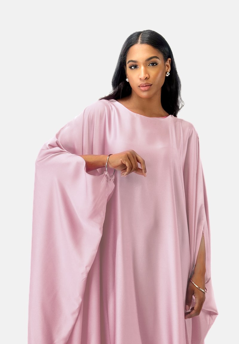 chinese dress ladies Elara Graceful Pleated Lace Appliques Slit Satin Mother of The Bride Dresses, Dusty Blue main image 1