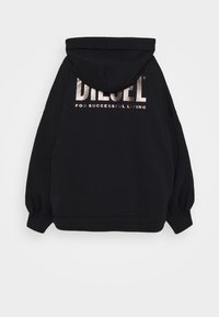 Felpa nera con cappuccio e stampa metallica "DIESEL PER UNA VITA DI SUCCESSO" sulla parte posteriore, con polsini e orlo a costine.