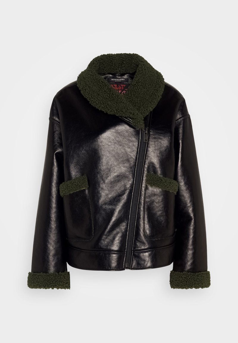 Scotch & Soda Imitatieleren jas zwart