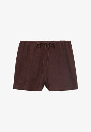 Brune shorts lavet af letvægtsstof, med en elastisk linning og snøre. Designet er afslappet med lige, kantede ben.