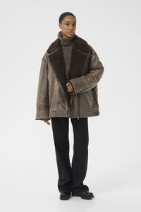 Gestuz SHEARLY JACKET - Usnjena jakna - dark brown vintage