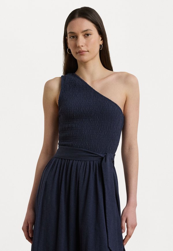 Belted Slub Jersey One Shoulder Dress - Cocktail dress / Party dress