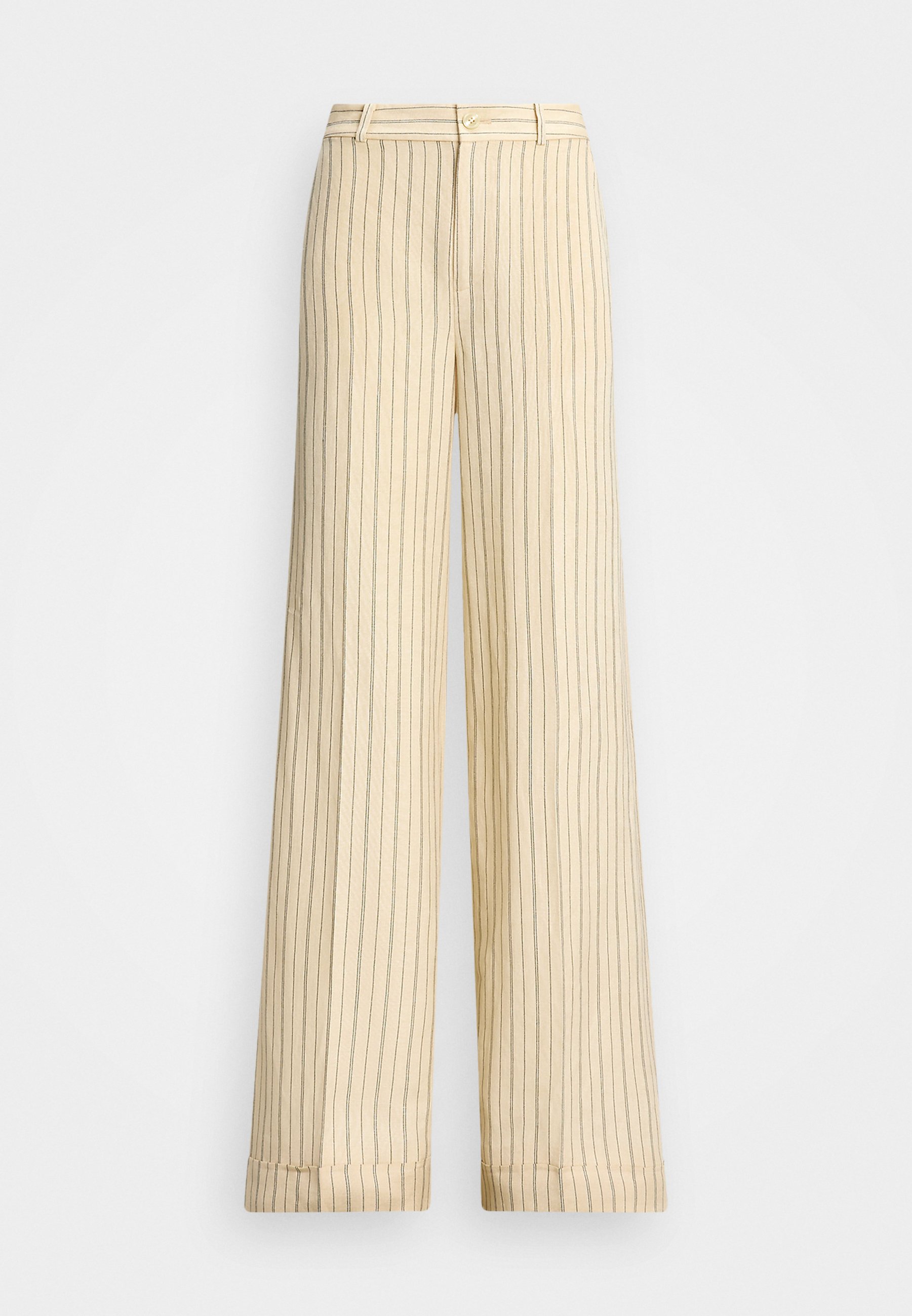 Lauren Ralph Lauren PINSTRIPE LINEN BLEND WIDE LEG TROUSER