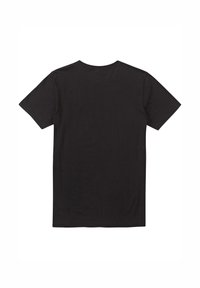 Black short-sleeve t-shirt made of smooth cotton, featuring a classic crew neckline and standard cut, with no visible graphics or embellishments.