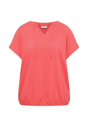 Cecil, SHORT-SLEEVE BLOUSE WITH TEXTURED MIX - Camiseta básica - shiny coral