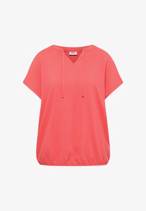 Cecil, SHORT-SLEEVE BLOUSE WITH TEXTURED MIX - Camiseta básica - shiny coral