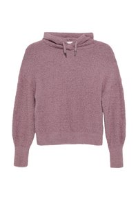 Dunkelrosa, plüschiger Kapuzenpullover mit weichem, strukturiertem Finish,落肩 und verstellbarem Kordelzug. Bietet eine lässige Passform.