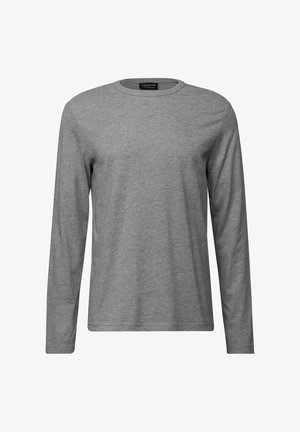 Pitkähihainen harmaa t-paita, joka on valmistettu pehmeästä puuvillasekoitteesta ja jossa on pyöreä pääntie. Paitassa on hillitty logo rinnassa ja rento istuvuus.