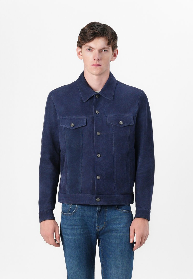 7 For All Mankind Leren jas donkerblauw 7 For All Mankind Leren jas donkerblauw