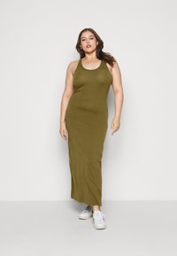 Urban Classics Curvy LADIES LONG RACER BACK DRESS - Maksi suknelė - summer olive