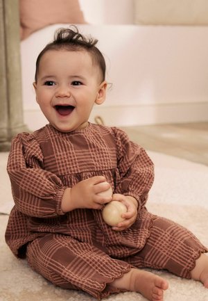 Next, BABY WOVEN TOP AND TROUSERS 2 PIECE SET - Stoffhose - brown pink check