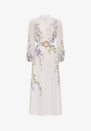 Forever New, SHERIDAN PLACEMENT MIDI - Φόρεμα πουκάμισο - white/blue