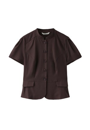 Stradivarius, FITTED SHORT SLEEVE SHIRT - Chemisier - mottled brown