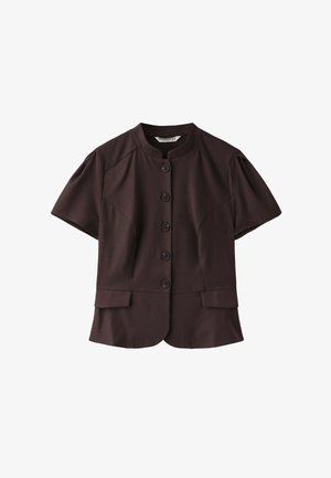 Stradivarius, FITTED SHORT SLEEVE SHIRT - Chemisier - mottled brown
