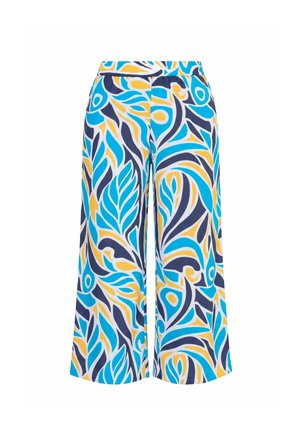 Ulla Popken, SWIRLING LEAF ELASTIC WAIST PANTS - Pantalones - aqua turquoise