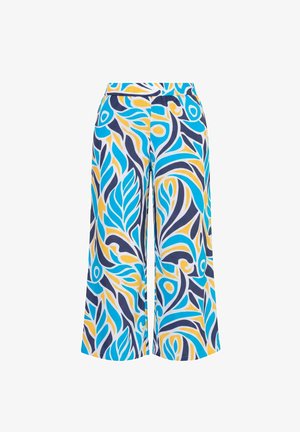 Ulla Popken, SWIRLING LEAF ELASTIC WAIST PANTS - Pantaloni - aqua turquoise