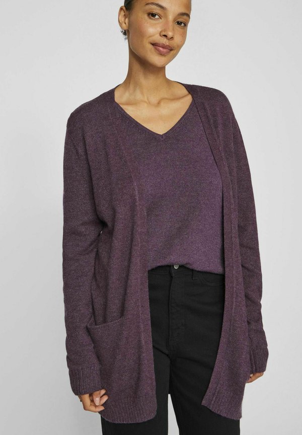 VIRIL OPEN - Cardigan - plum perfect detail:dark melange2
