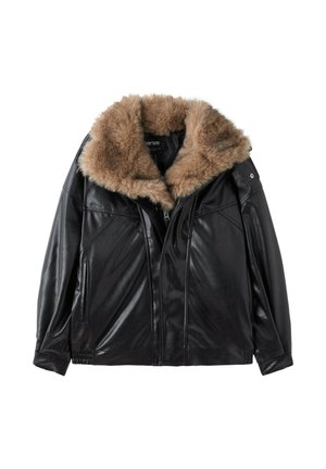 Stradivarius, OVERSIZE FAUX FUR COLLAR JACKET - Blazer - black