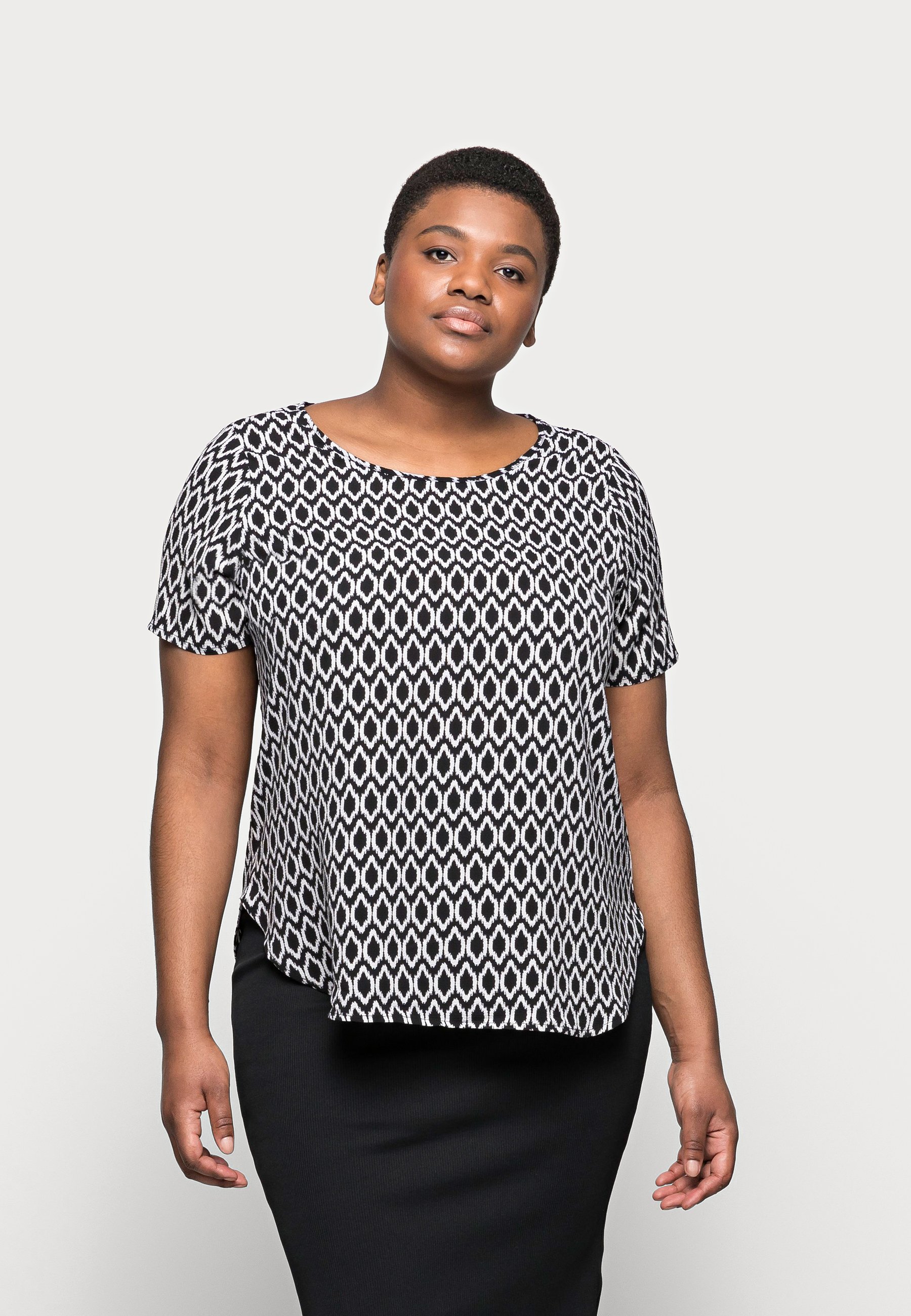 ONLY Carmakoma CARVICA - Top - black/white/zwart - Zalando.nl