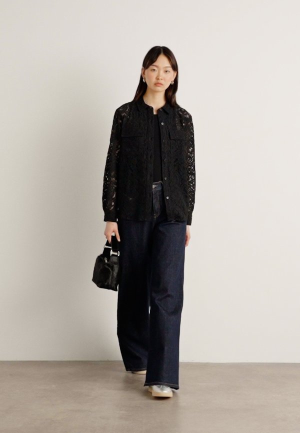 LONG SLEEVE BUTTON FRONT SHIRT UTILITY POCKETS - Button-down blouse3