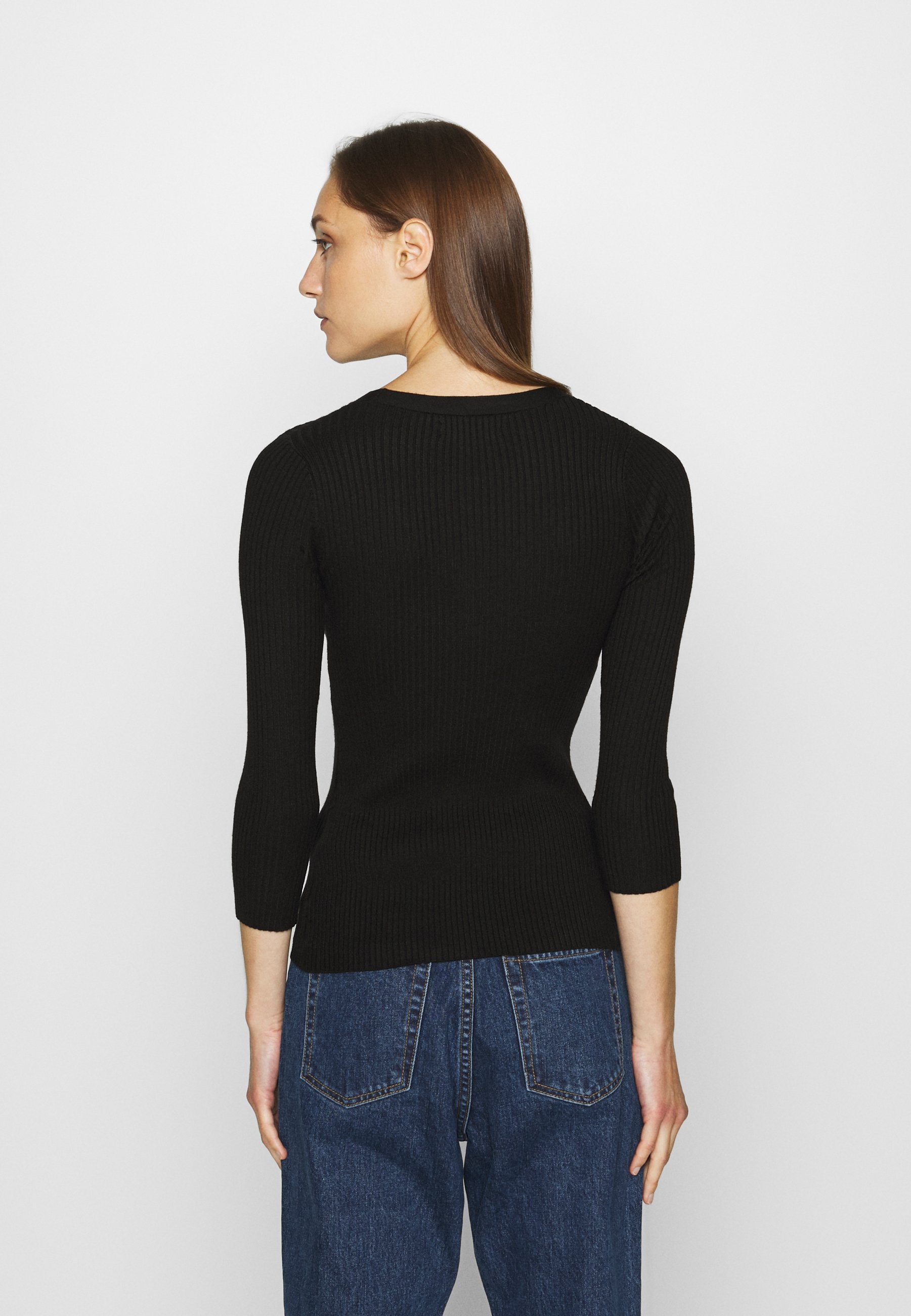 Anna Field BASIC rib 34 sleeve jumper Trui blackZwart Anna Field BASIC rib 34 sleeve jumper Trui blackZwart