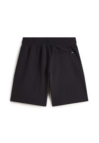 Shorts sportivi neri realizzati in poliestere, con una texture morbida, vita elasticizzata e una piccola tasca sul retro.