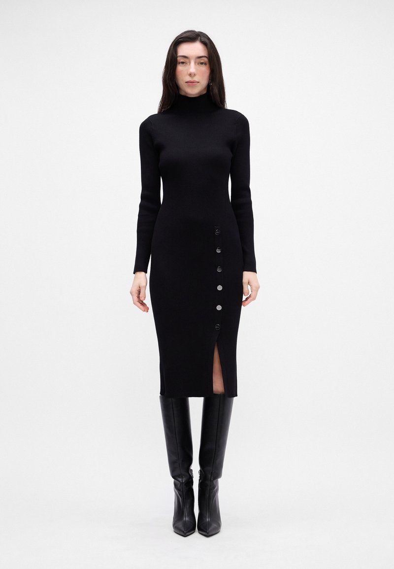 DKNY MOCK NECK SWEATER MIDI - Jumper dress - black - Zalando.ie