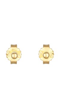 Piccole orecchini d'oro con un design a bordo scallop, finitura liscia e dettaglio centrale a perla. Realizzati in metallo leggero.