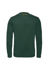 Zelená bavlněná mikina s kulatým výstřihem a dlouhými rukávy. Obsahuje žebrované manžety a lem, a na zadní části výstřihu má logo "POLO CREW" v žluté barvě.
