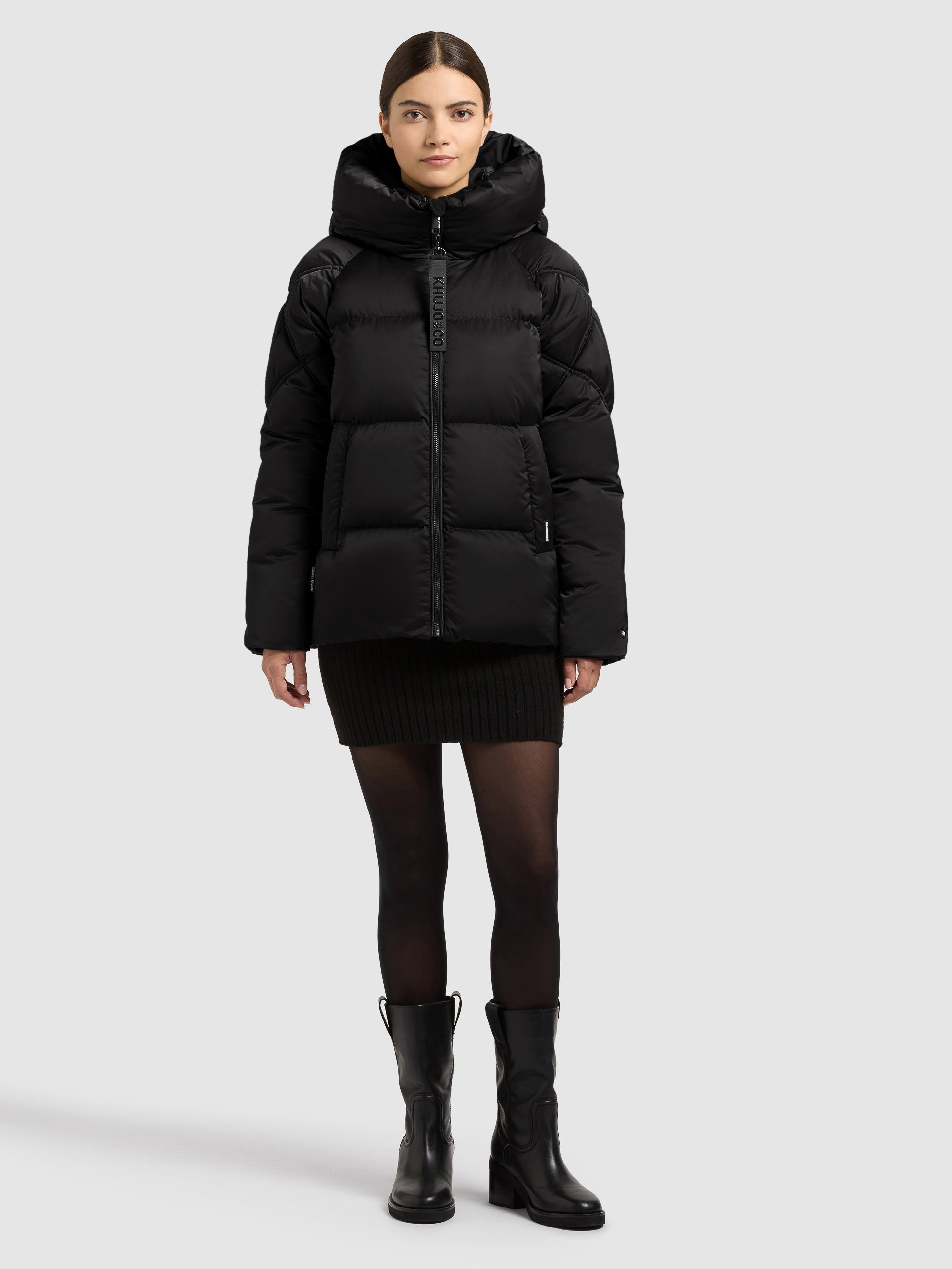 Parka giacca donna invernale nera impermeabile con bottoni e zip pelliccia extra volume nera