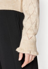 JDY JDYLETTY LS V-NECK - Jopica - oatmeal detail/melange