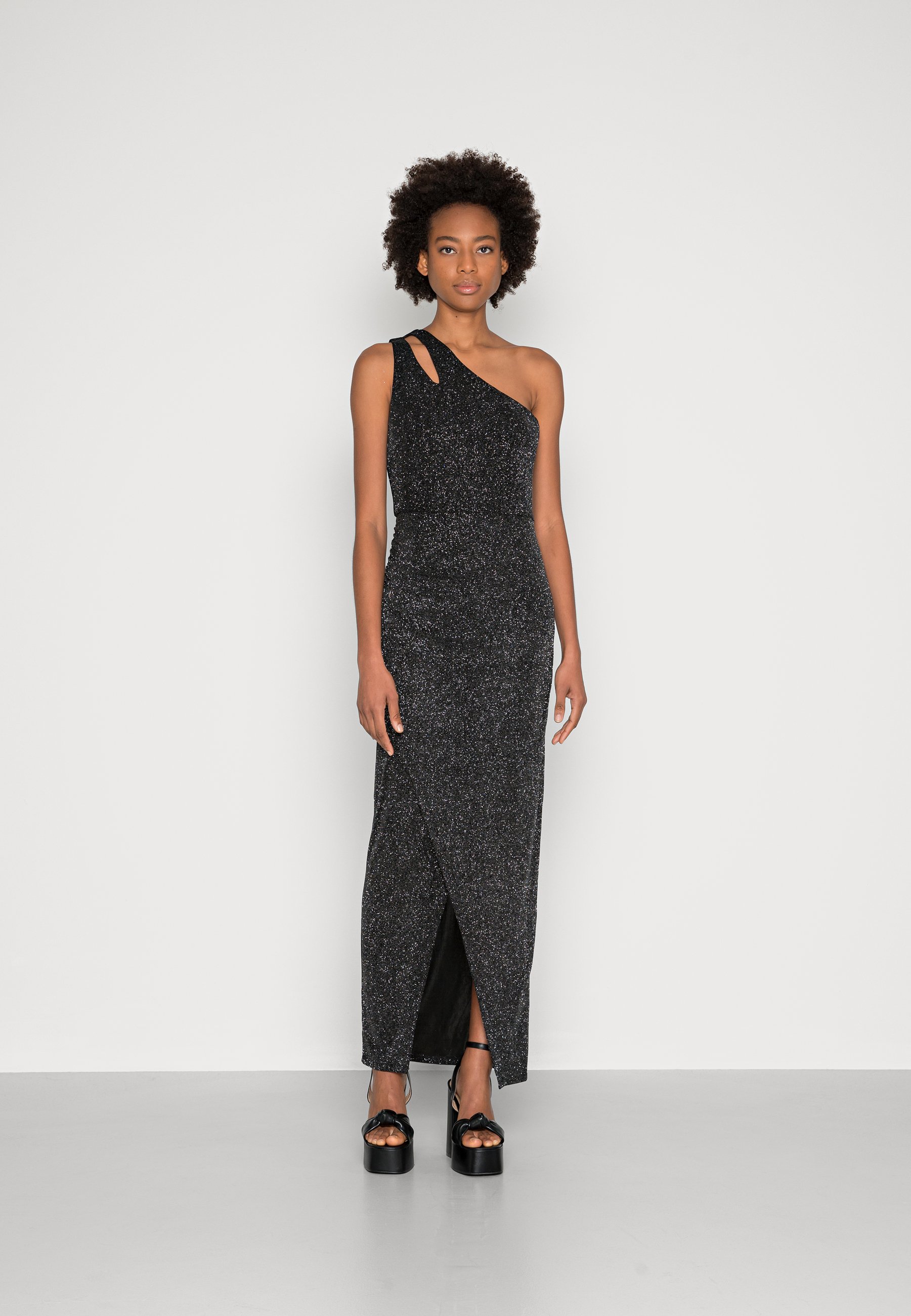 Forever New DELANEY GLITTER ONE SHOULDER GOWN - Galajurk - black/silver/ zwart - Zalando.nl