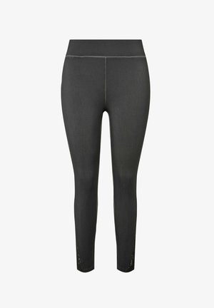 MIAMODA, TIGHT-FITTING COLD-DYED LACY HEM LEGGINGS - Leggings - anthracite