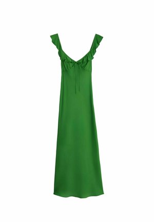 BHOEM, SATIN FRILL DETAIL STRAPS MIDI DRESS - Cocktailkjole / festkjole - green