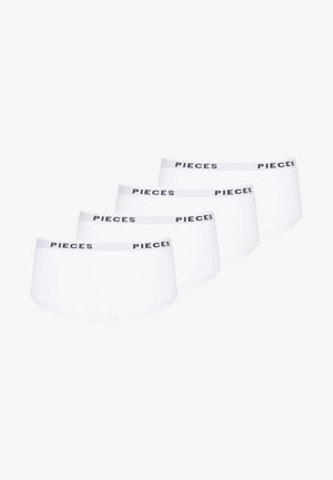 Witte katoenen boxershorts in een verpakking van vier, met een zachte tailleband waarop "PIECES" in het zwart is gedrukt. Soepele, naadloze uitstraling.