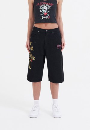 Ed Hardy PANTHER CRAWL  - Denim shorts - black