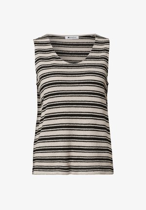 Street One, TOP WITH ROUND NECK IN KNIT LOOK - Top - black