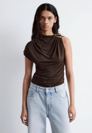 Print T-shirt - dark brown