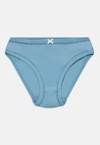 Lys blå bomulls truser med et sømløst design, prydet med en hvit dekorativ sløyfe på midten foran og stitched detaljer.